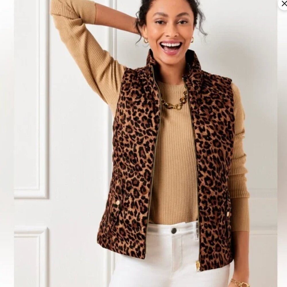 Talbots Reversible Leopard Print Vest